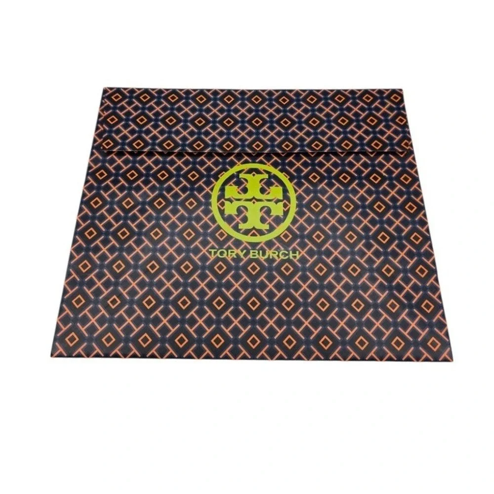 Tory Burch Gift Bags Set of 3 Logo Geometric Orange Navy Small 8x6.5